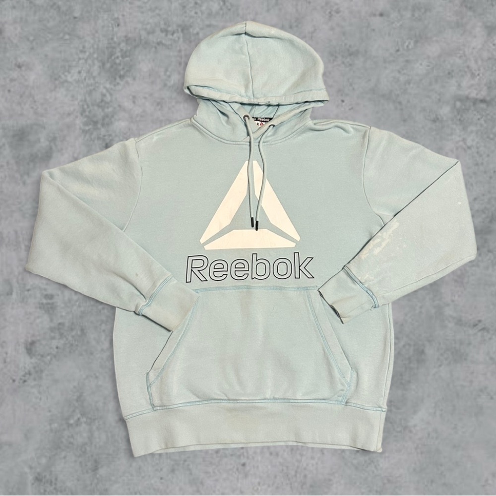 Reebok Men's Light Blue Classic Fleece Hooded Sweatshirt Hoodie Size Small
